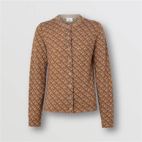 burberry monogram print merino wool cardigan|burberry wool cardigan women.